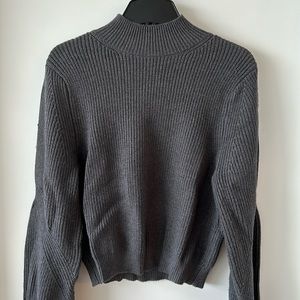Zara Grey Ribbed Knit Sweater - Size M